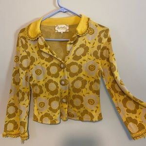 Vintage Anthropologie yellow knit Cardigan